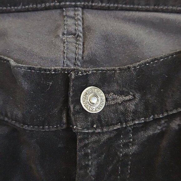 7 For All Mankind Jeans Women 32 (34x30) Black Velvet Straight Low Rise Velour - Picture 10 of 16